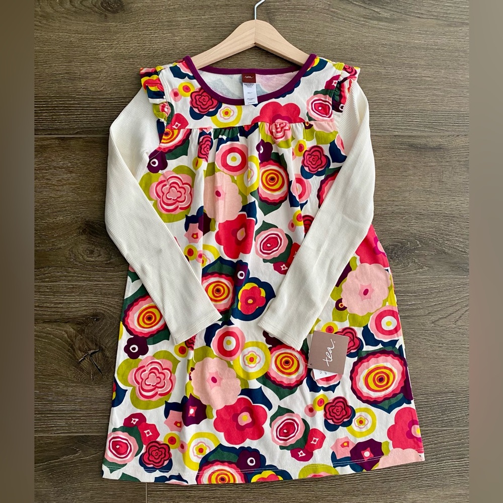 Tea Collection Girls long sleeve floral dress Size 7 (NWT)